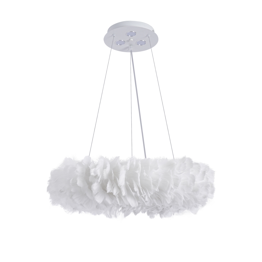 BRILAGI - Lámpara colgante LED FEATHER con cable 3xE27/40W/230V + 3xLED/3W Ø 50 cm blanca