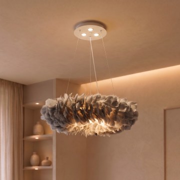 BRILAGI - Lámpara colgante LED FEATHER con cable 3xE27/40W/230V + 3xLED/3W Ø 50 cm, gris