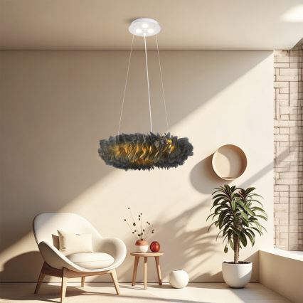 BRILAGI - Lámpara colgante LED FEATHER con cable 3xE27/40W/230V + 3xLED/3W Ø 50 cm, gris