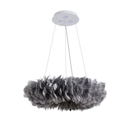 BRILAGI - Lámpara colgante LED FEATHER con cable 3xE27/40W/230V + 3xLED/3W Ø 50 cm, gris