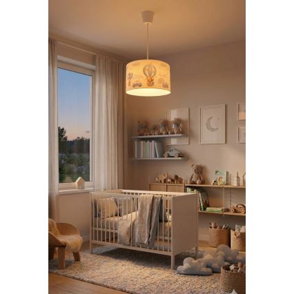 Brilagi - Lámpara colgante LED infantil BOBO con cable 1xE27/60W/230V Ø 35 cm azul/ositos