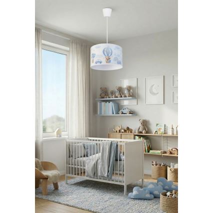Brilagi - Lámpara colgante LED infantil BOBO con cable 1xE27/60W/230V Ø 35 cm azul/ositos
