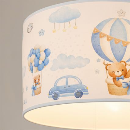 Brilagi - Lámpara colgante LED infantil BOBO con cable 1xE27/60W/230V Ø 35 cm azul/ositos