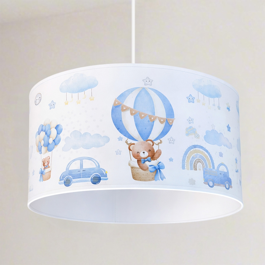 Brilagi - Lámpara colgante LED infantil BOBO con cable 1xE27/60W/230V Ø 35 cm azul/ositos