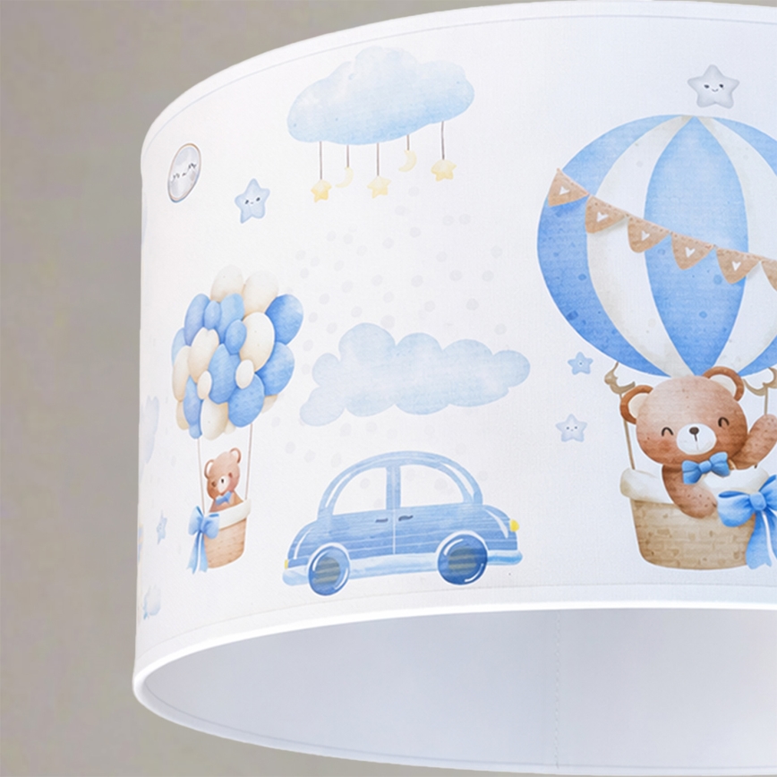 Brilagi - Lámpara colgante LED infantil BOBO con cable 1xE27/60W/230V Ø 35 cm azul/ositos