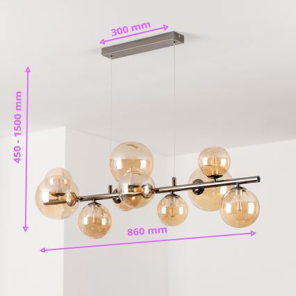 Brilagi - Lámpara colgante LED MILLA con cable 10xG9/3W/230V, negro cromado/dorado