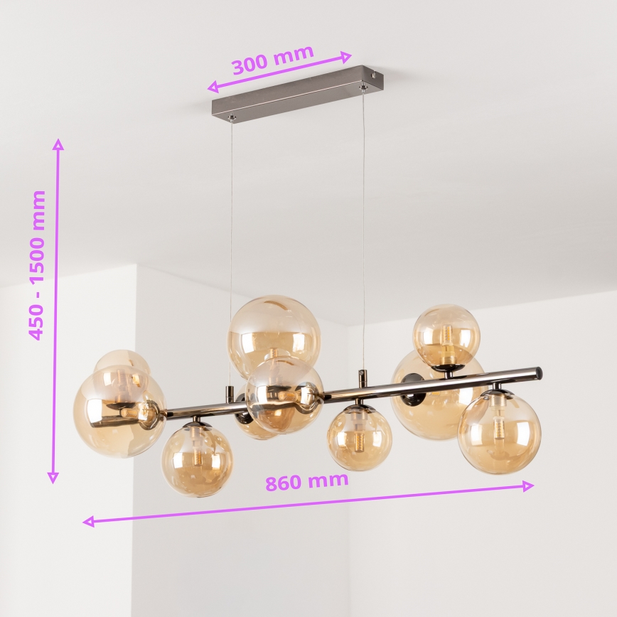 Brilagi - Lámpara colgante LED MILLA con cable 10xG9/3W/230V, negro cromado/dorado