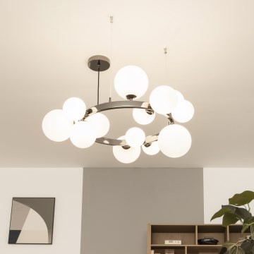Brilagi - Lámpara colgante LED MILLA, suspendida en cable, 15xG9/3W/230V, negro cromado/blanco