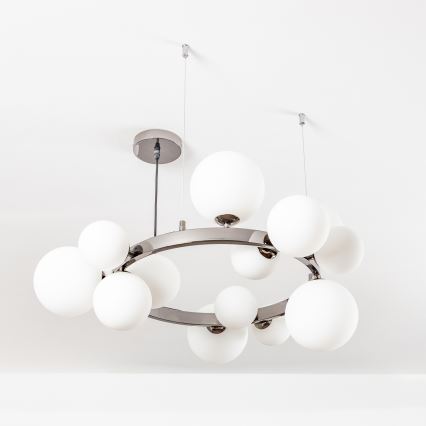 BRILAGI - Lámpara colgante LED MILLA, suspendida en cable, 15xG9/3W/230V, negro cromado/blanco