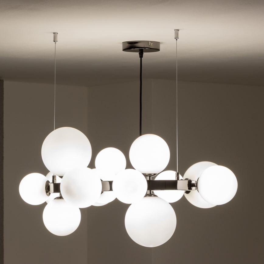 BRILAGI - Lámpara colgante LED MILLA, suspendida en cable, 15xG9/3W/230V, negro cromado/blanco
