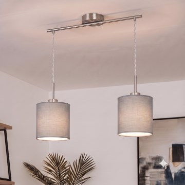 Brilagi - Lámpara colgante LED NUBILA 2xE27/60W/230V gris claro