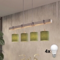 BRILAGI - Lámpara colgante LED NUBILA 4xE27/60W/230V gris/verde