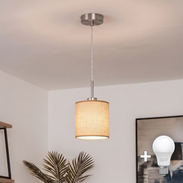 Brilagi - Lámpara colgante LED NUBILA con cable, 1x E27/60W/230V, diámetro 14 cm, marrón claro