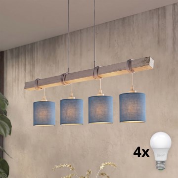 BRILAGI - Lámpara colgante LED NUBILA con cable 4xE27/60W/230V gris/azul oscuro
