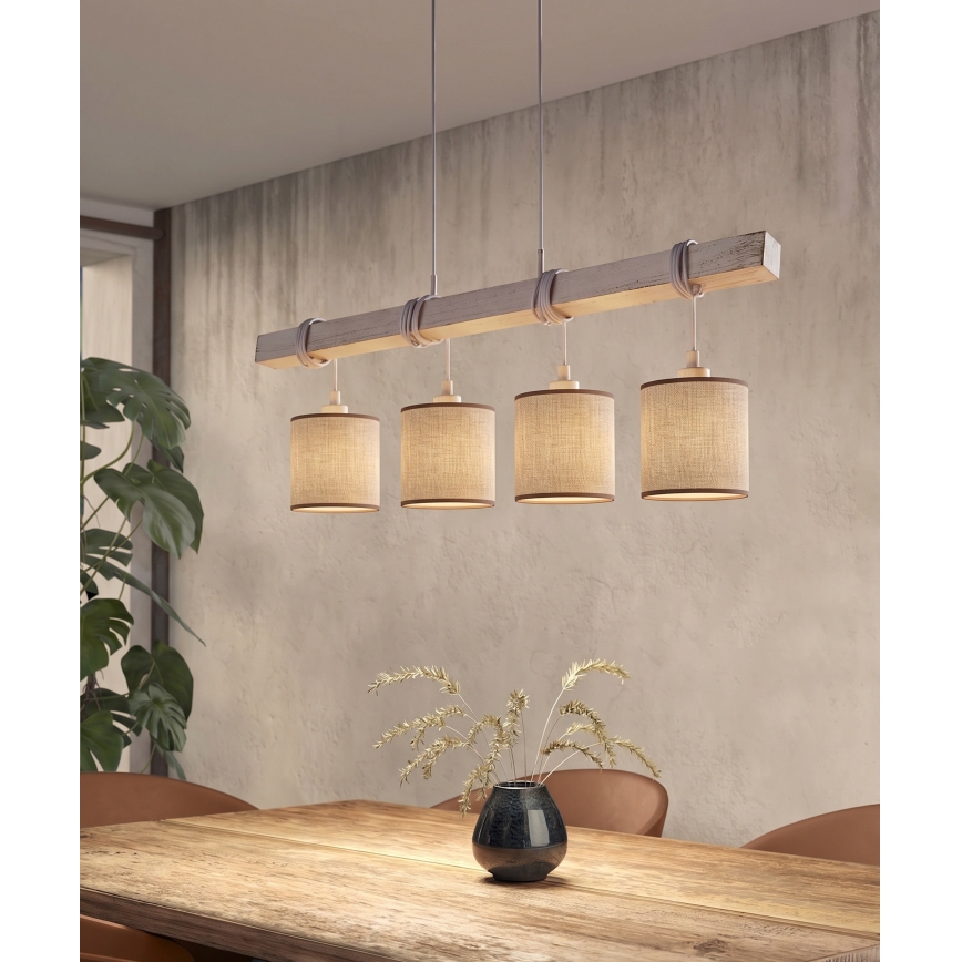 BRILAGI - Lámpara colgante LED NUBILA con cable 4xE27/60W/230V gris/marrón