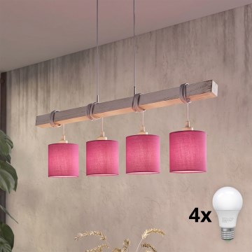BRILAGI - Lámpara colgante LED NUBILA con cable 4xE27/60W/230V gris/rosa