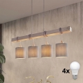 BRILAGI - Lámpara colgante LED NUBILA sobre cable 4xE27/60W/230V gris claro