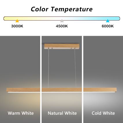 Brilagi - Lámpara colgante LED OAK LED/30W/230V 3000/4500/6000K roble