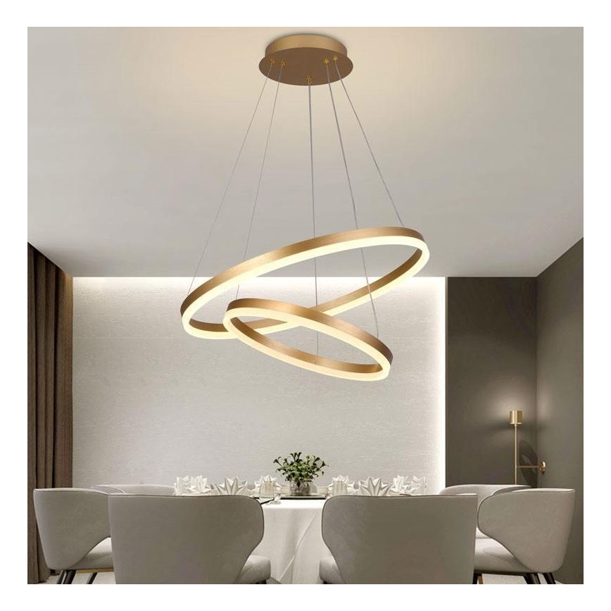 Brilagi - Lámpara colgante LED regulable en cable CIRCLE LED/70W/230V 3000-6500K Ø 60 cm dorada + control remoto