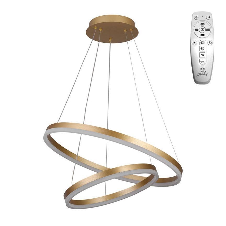 Brilagi - Lámpara colgante LED regulable en cable CIRCLE LED/70W/230V 3000-6500K Ø 60 cm dorada + control remoto