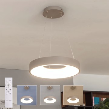 BRILAGI - Lámpara colgante LED regulable con cable FALCON II LED/67W/230V 3000-6500K Ø 40 cm beige + mando a distancia