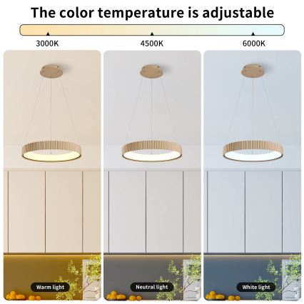 Brilagi - Lámpara colgante LED regulable suspendida por cable FALCON MODERN LED/30W/230V 3000-6500K 40 cm beige + mando a distancia