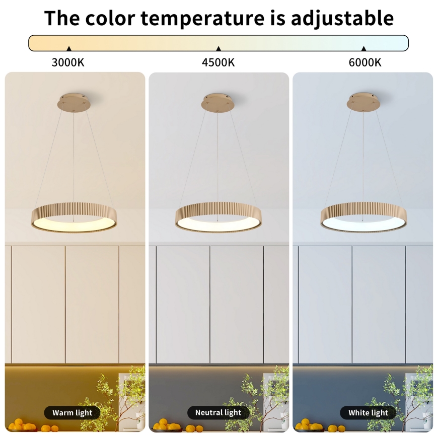 Brilagi - Lámpara colgante LED regulable suspendida por cable FALCON MODERN LED/30W/230V 3000-6500K 40 cm beige + mando a distancia