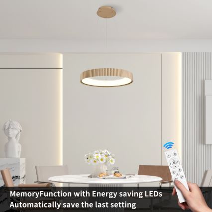 Brilagi - Lámpara colgante LED regulable suspendida por cable FALCON MODERN LED/30W/230V 3000-6500K 40 cm beige + mando a distancia