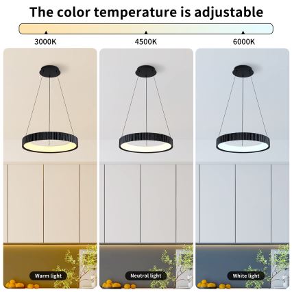 Brilagi - Lámpara colgante LED regulable con cable FALCON MODERN LED/30W/230V 3000-6500K Ø 40 cm negra + mando a distancia