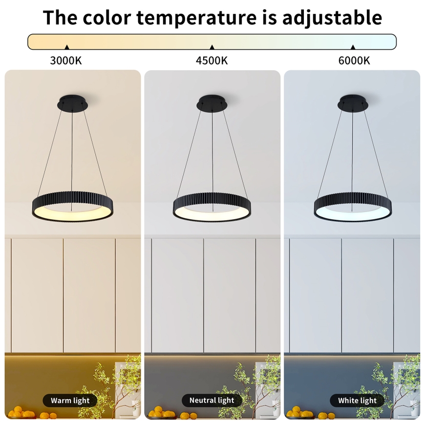 Brilagi - Lámpara colgante LED regulable con cable FALCON MODERN LED/30W/230V 3000-6500K Ø 40 cm negra + mando a distancia