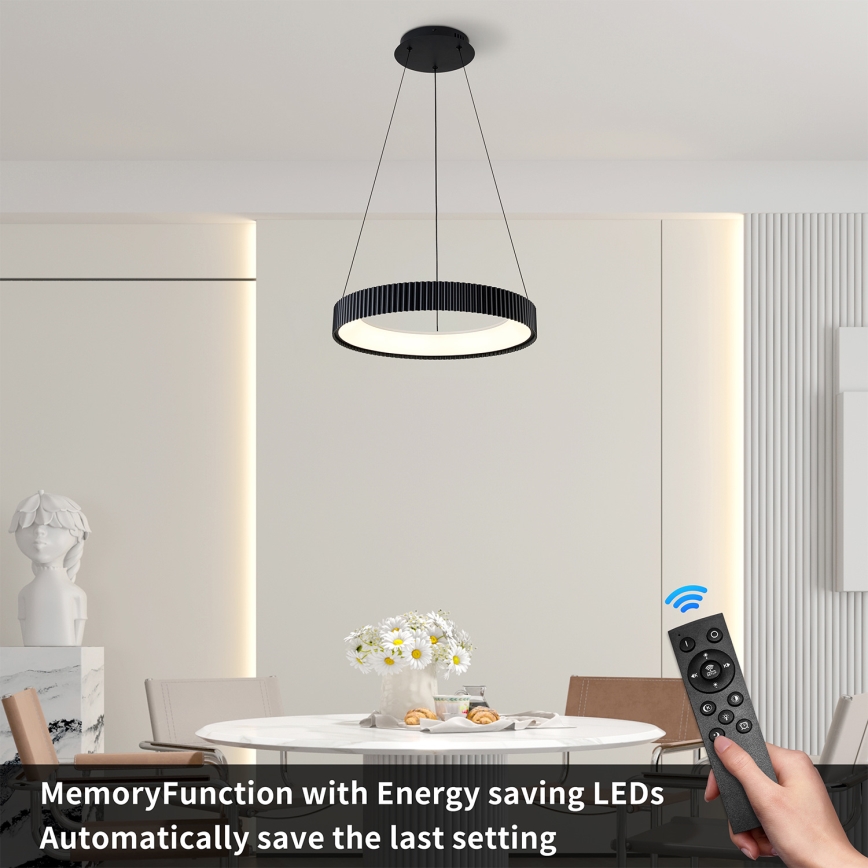Brilagi - Lámpara colgante LED regulable con cable FALCON MODERN LED/30W/230V 3000-6500K Ø 40 cm negra + mando a distancia