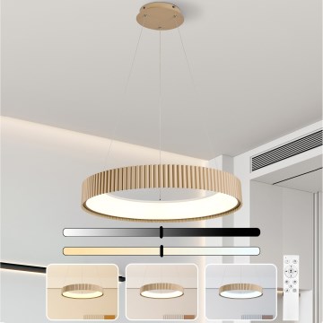 Brilagi - Lámpara colgante LED regulable con cable FALCON MODERN LED/54W/230V 3000-6500K diámetro 60 cm beige + control remoto