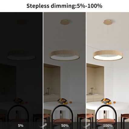 Brilagi - Lámpara colgante LED regulable con cable FALCON MODERN LED/54W/230V 3000-6500K diámetro 60 cm beige + control remoto