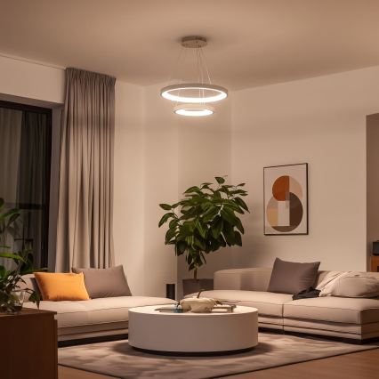 BRILAGI - Lámpara colgante LED regulable con cable FALCON SLIM LED/68W/230V 3000-6500K Ø 50 cm beige + mando a distancia