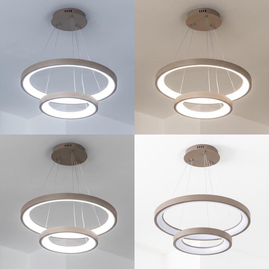 BRILAGI - Lámpara colgante LED regulable con cable FALCON SLIM LED/68W/230V 3000-6500K Ø 50 cm beige + mando a distancia