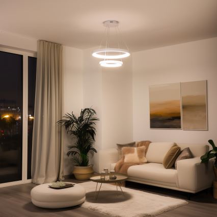 Brilagi - Lámpara colgante LED regulable suspendida por cable FALCON SLIM LED/68W/230V 3000-6500K, diámetro 50 cm, color blanco, con mando a distancia