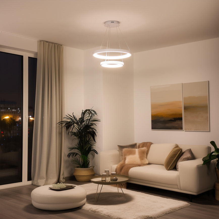 Brilagi - Lámpara colgante LED regulable suspendida por cable FALCON SLIM LED/68W/230V 3000-6500K, diámetro 50 cm, color blanco, con mando a distancia