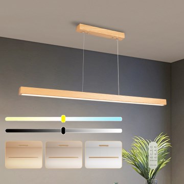 Brilagi - Lámpara colgante LED regulable con cable OAK SMART LED/30W/230V Wi-Fi Tuya acabado en roble + mando a distancia