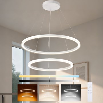 Brilagi - Lámpara colgante LED regulable con cable PORTOFINO LED/98W/230V 3000-6000K diámetro 80 cm blanca + control remoto