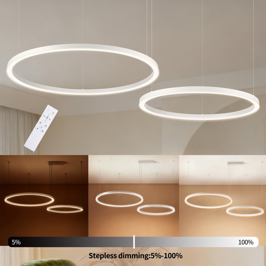 Brilagi - Lámpara colgante LED regulable en cable PORTOFINO LED/98W/230V 3000-6000K blanca + mando a distancia