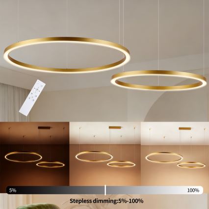 Brilagi - Lámpara colgante LED regulable con cable PORTOFINO LED/98W/230V 3000-6000K dorado + mando a distancia