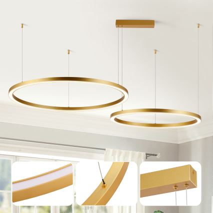 Brilagi - Lámpara colgante LED regulable con cable PORTOFINO LED/98W/230V 3000-6000K dorado + mando a distancia