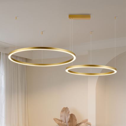 Brilagi - Lámpara colgante LED regulable con cable PORTOFINO LED/98W/230V 3000-6000K dorado + mando a distancia