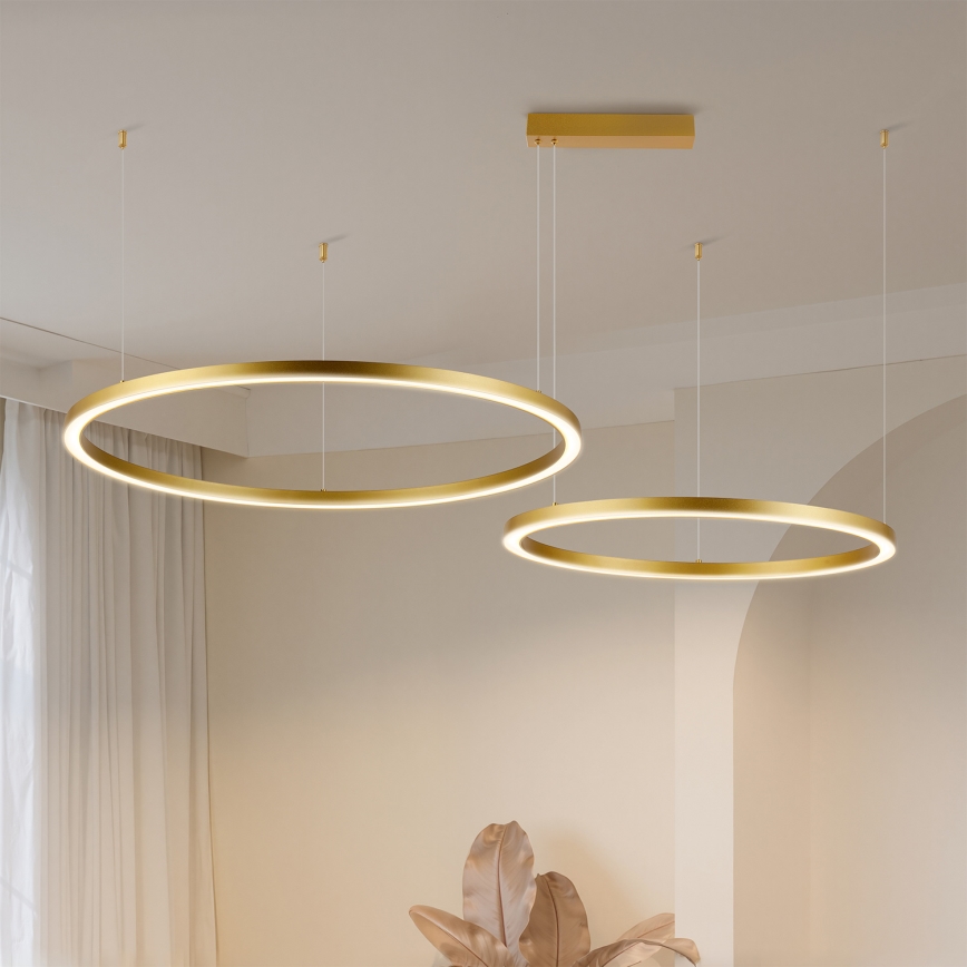 Brilagi - Lámpara colgante LED regulable con cable PORTOFINO LED/98W/230V 3000-6000K dorado + mando a distancia