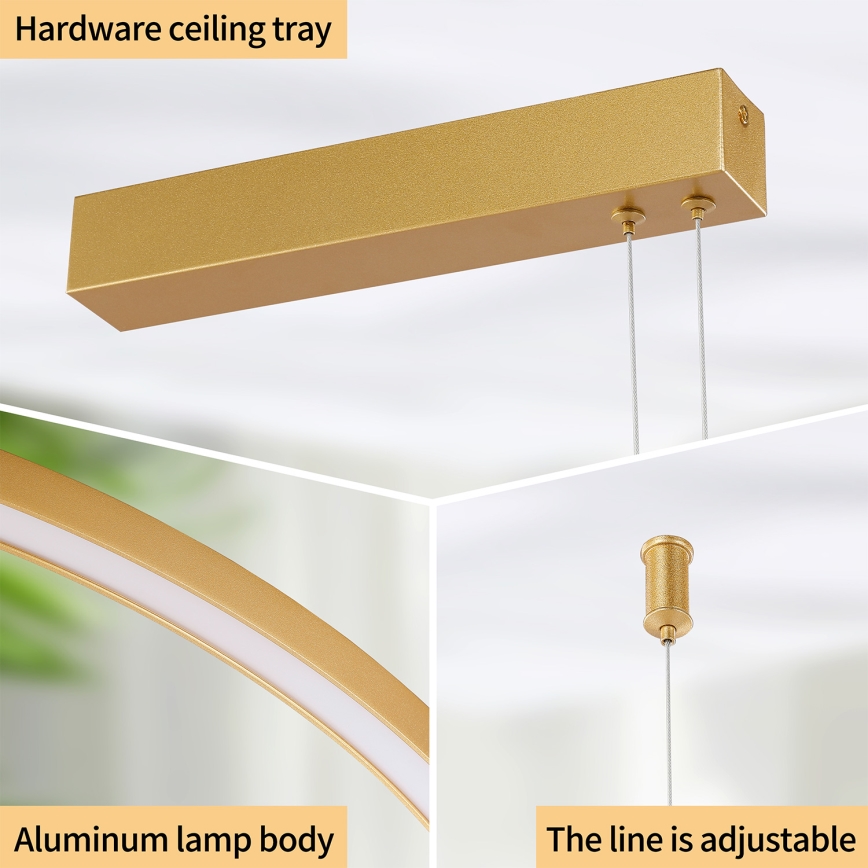Brilagi - Lámpara colgante LED regulable con cable PORTOFINO LED/98W/230V 3000-6000K dorado + mando a distancia