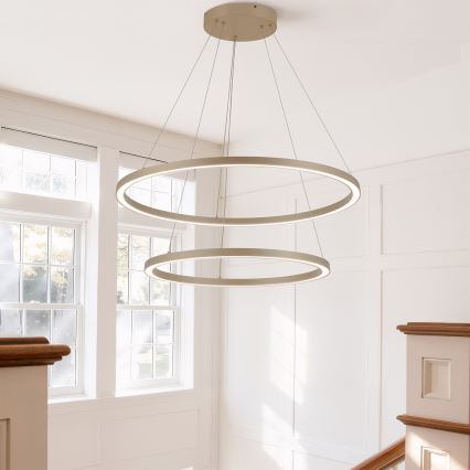 BRILAGI - Lámpara colgante LED regulable en cable PORTOFINO LED/98W/230V 3000-6000K Ø 80 cm beige + mando a distancia
