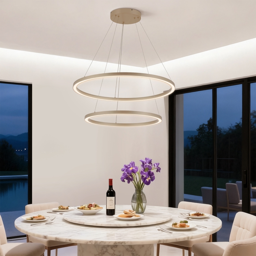 BRILAGI - Lámpara colgante LED regulable en cable PORTOFINO LED/98W/230V 3000-6000K Ø 80 cm beige + mando a distancia