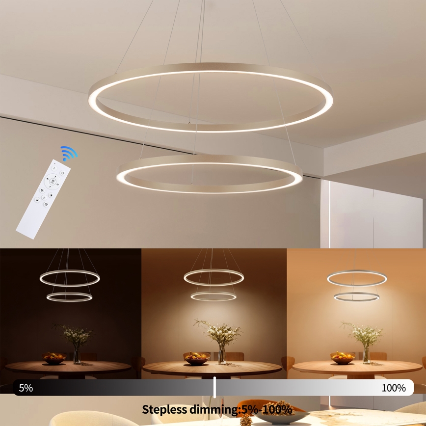 BRILAGI - Lámpara colgante LED regulable en cable PORTOFINO LED/98W/230V 3000-6000K Ø 80 cm beige + mando a distancia