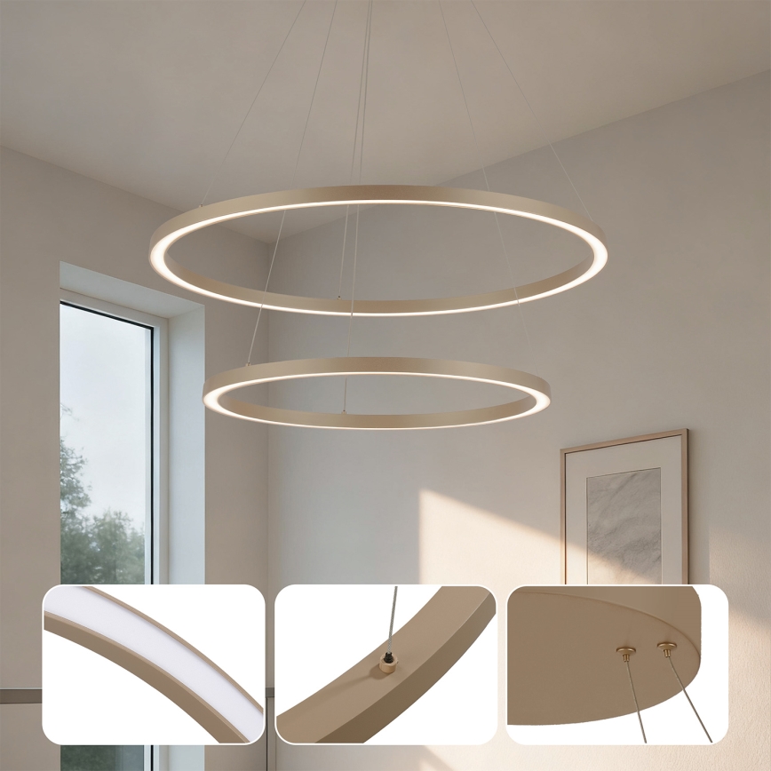 BRILAGI - Lámpara colgante LED regulable en cable PORTOFINO LED/98W/230V 3000-6000K Ø 80 cm beige + mando a distancia