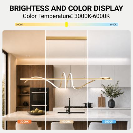 BRILAGI - Lámpara colgante LED regulable con cable SIGNATURE LED/50W/230V 3000-6000K 120 cm dorada + mando a distancia
